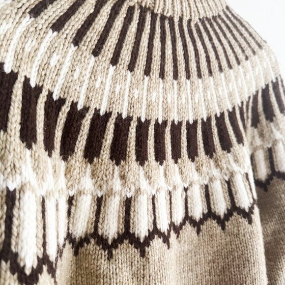 Vintage Handmade Brown Bronze Fairisle Wool Pullover Sweater M - Picture 5 of 6